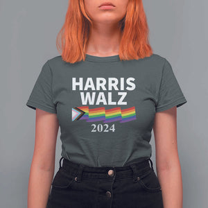Harris Walz T Shirt For Women LGBT Rainbow Flag Presidential Election 2024 TS11 Dark Heather Print Your Wear