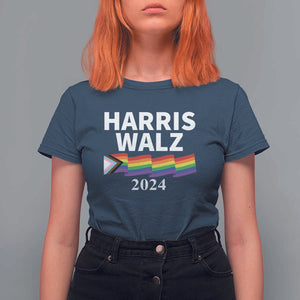 Harris Walz T Shirt For Women LGBT Rainbow Flag Presidential Election 2024 TS11 Navy Print Your Wear