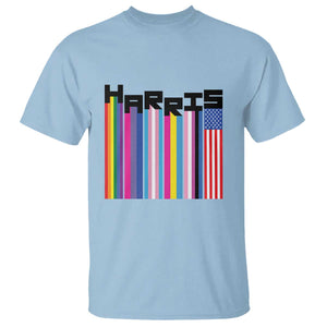 Kamala Supporter 2024 T Shirt Harris Unity American Rainbow LGBT Flag TS11 Light Blue Print Your Wear
