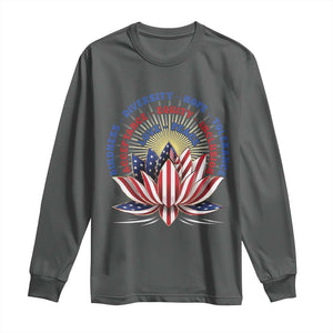 Harris Supporter Long Sleeve Shirt Lotus Kamala Kindness Diversity Hope Tolerance TS11 Dark Heather Print Your Wear