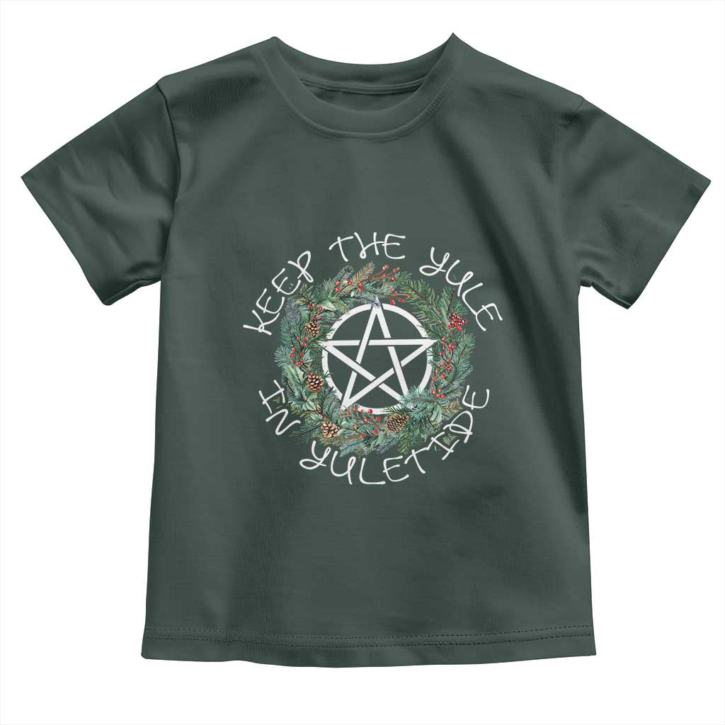 Keep The Yule In Yuletide Baby Shirt Yule Christmas Wreath TS11 Dark Forest Green Print Your Wear