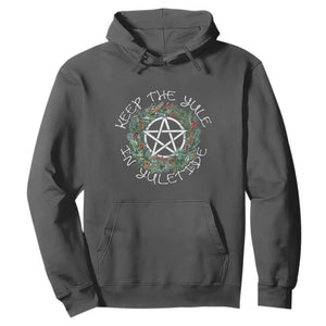 Keep The Yule In Yuletide Hoodie Yule Christmas Wreath TS11 Dark Heather Print Your Wear