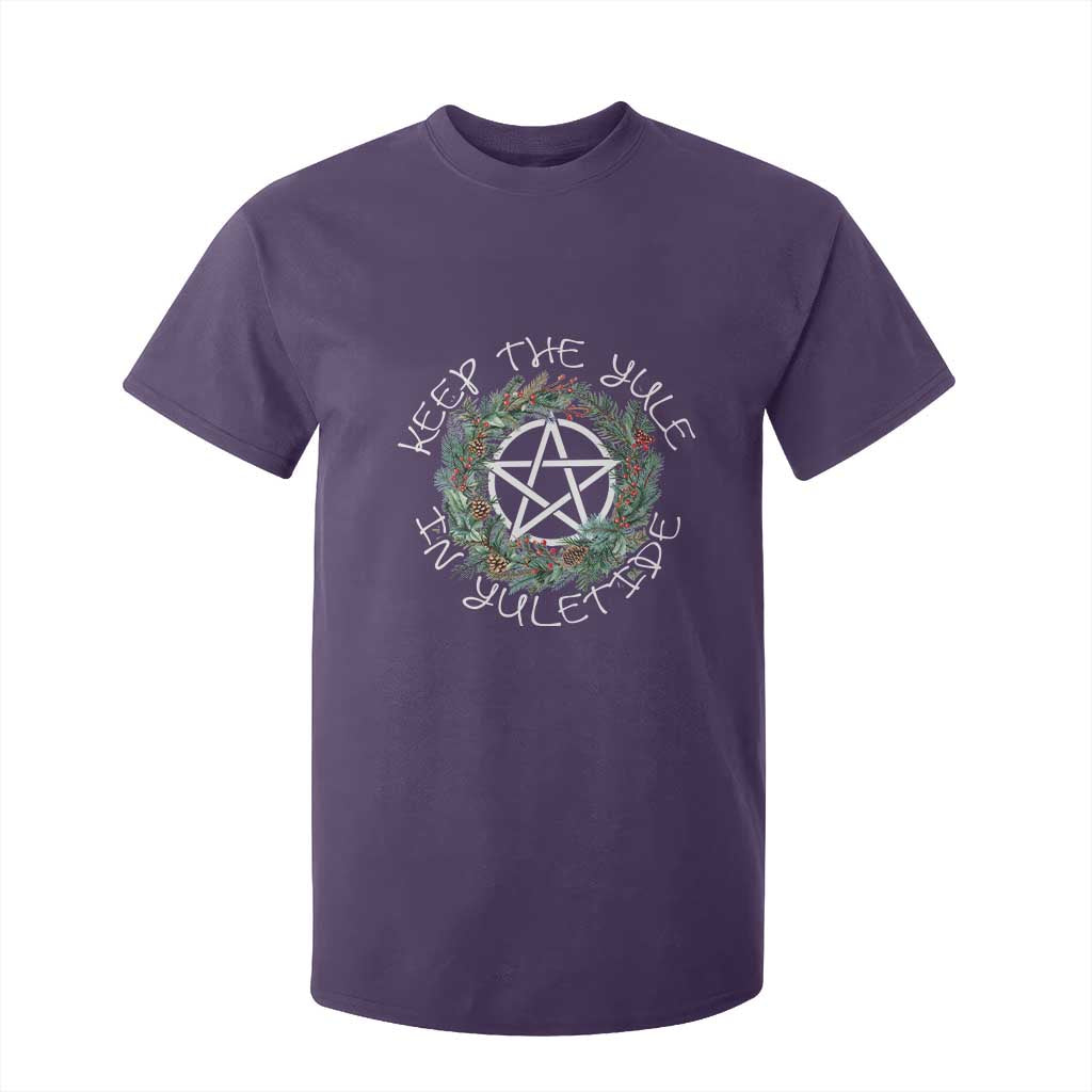 Keep The Yule In Yuletide T Shirt For Kid Yule Christmas Wreath TS11 Purple Print Your Wear