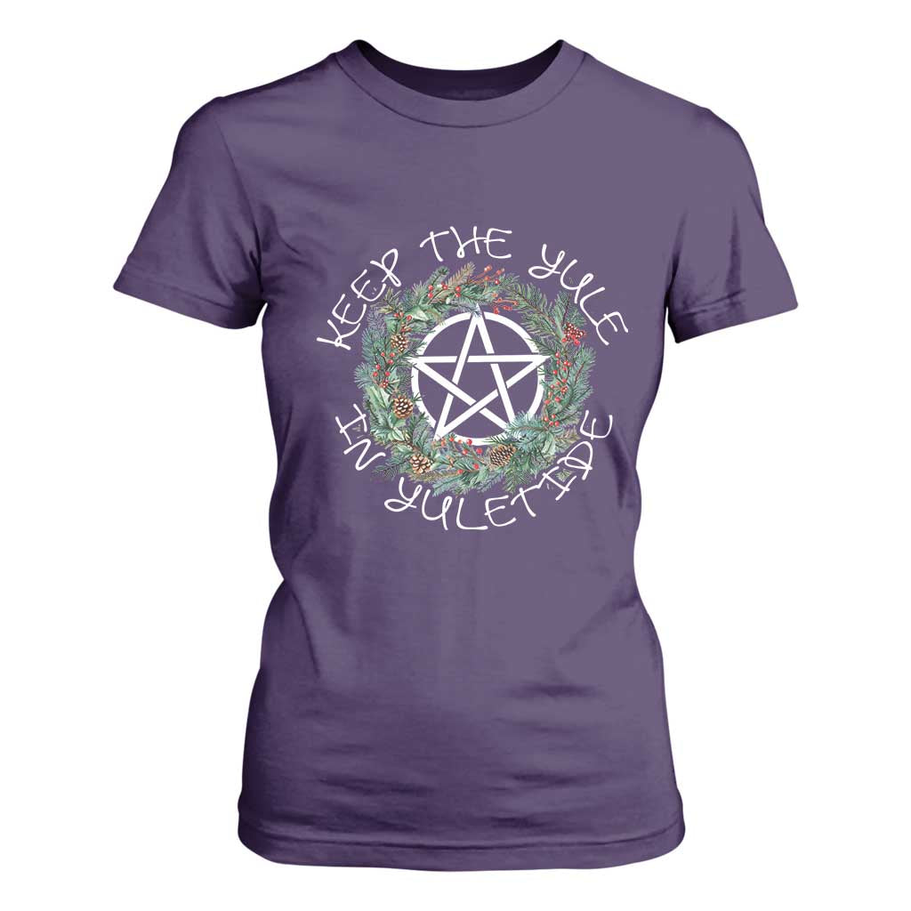 Keep The Yule In Yuletide T Shirt For Women Yule Christmas Wreath TS11 Purple Print Your Wear