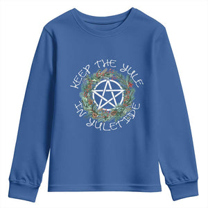 Keep The Yule In Yuletide Youth Sweatshirt Yule Christmas Wreath TS11 Royal Blue Print Your Wear