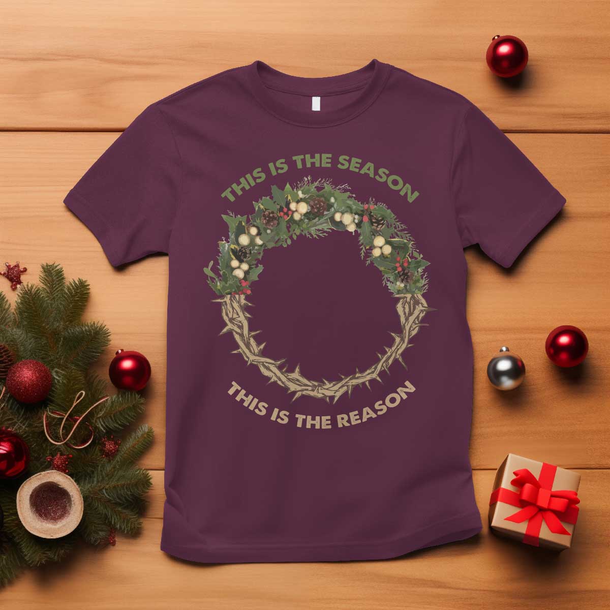 This Is The Season This Is The Reason Christian Christmas T Shirt TS11 Maroon Print Your Wear