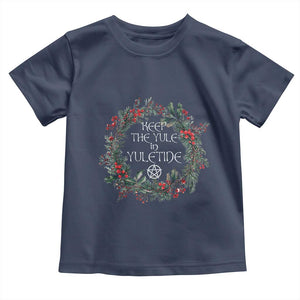 Keep The Yule In Yuletide Baby Shirt Yule Christmas Wreath Pentagram TS11 Navy Print Your Wear