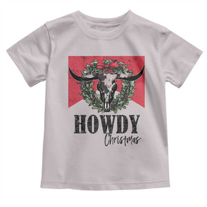Western Howdy Christmas Baby Shirt Longhorn Skull Xmas Wreath TS11 Ice Gray Print Your Wear
