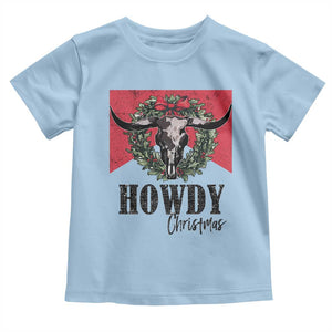 Western Howdy Christmas Baby Shirt Longhorn Skull Xmas Wreath TS11 Light Blue Print Your Wear