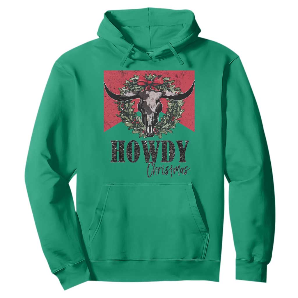 Western Howdy Christmas Hoodie Longhorn Skull Xmas Wreath TS11 Irish Green Print Your Wear