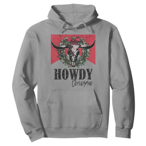 Western Howdy Christmas Hoodie Longhorn Skull Xmas Wreath TS11 Sport Gray Print Your Wear