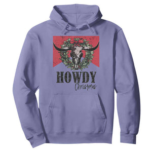 Western Howdy Christmas Hoodie Longhorn Skull Xmas Wreath TS11 Violet Print Your Wear