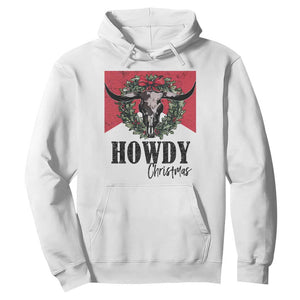 Western Howdy Christmas Hoodie Longhorn Skull Xmas Wreath TS11 White Print Your Wear
