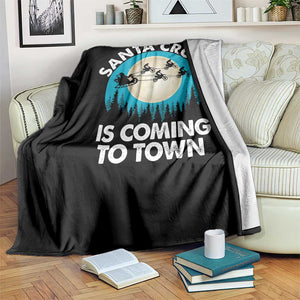 Funny Christmas Motocross Throw Blanket Santa Cross Is Coming To Town Sport TS11 Print Your Wear