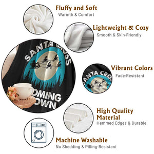 Funny Christmas Motocross Throw Blanket Santa Cross Is Coming To Town Sport TS11 Print Your Wear