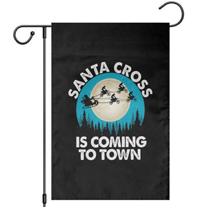 Funny Christmas Motocross Garden Flag Santa Cross Is Coming To Town Sport TS11 Black Print Your Wear