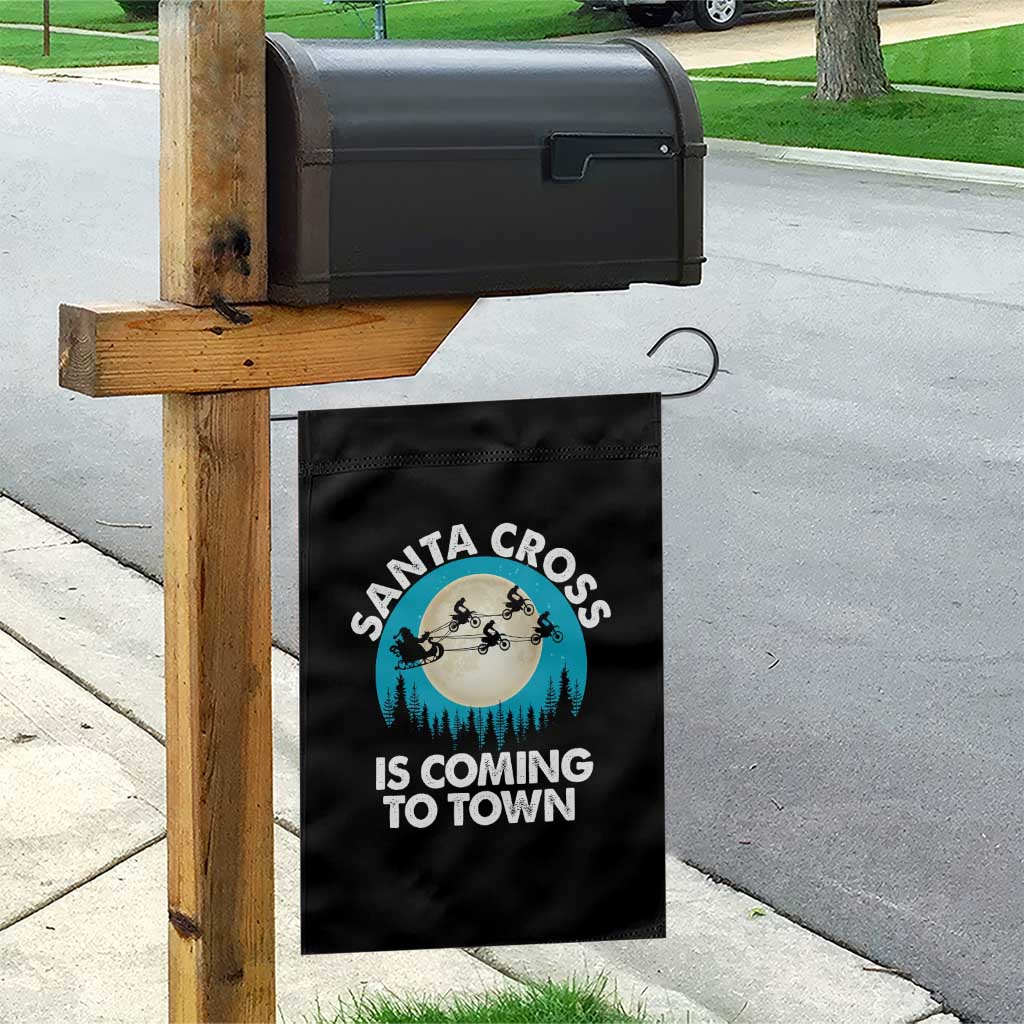 Funny Christmas Motocross Garden Flag Santa Cross Is Coming To Town Sport TS11 Print Your Wear