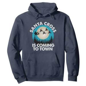 Funny Christmas Motocross Hoodie Santa Cross Is Coming To Town Sport TS11 Navy Print Your Wear