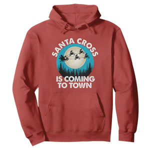Funny Christmas Motocross Hoodie Santa Cross Is Coming To Town Sport TS11 Red Print Your Wear