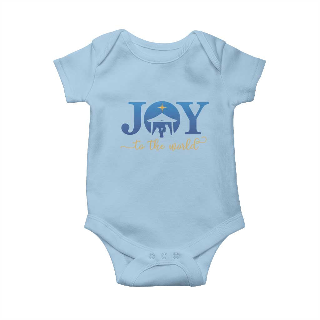 Joy To The World Baby Onesie Christian Christmas Nativity Scene Star Of Bethlehem TS11 Light Blue Print Your Wear
