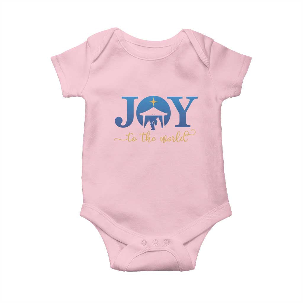 Joy To The World Baby Onesie Christian Christmas Nativity Scene Star Of Bethlehem TS11 Light Pink Print Your Wear