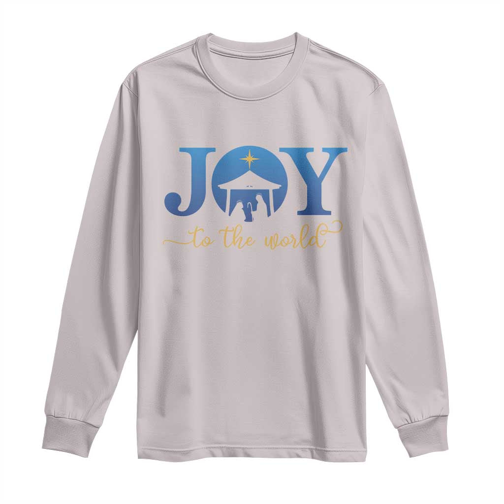 Joy To The World Long Sleeve Shirt Christian Christmas Nativity Scene Star Of Bethlehem TS11 Ice Gray Print Your Wear