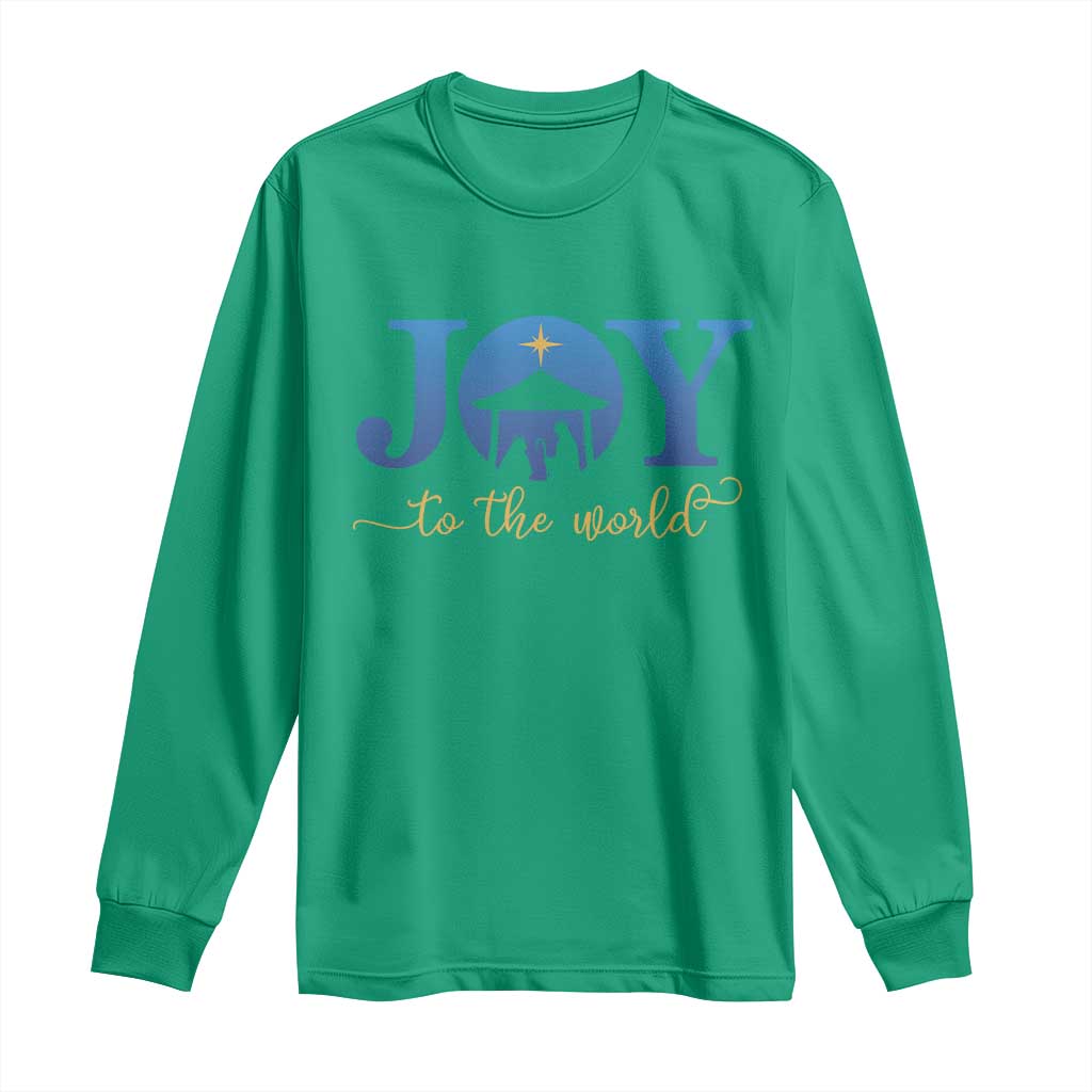 Joy To The World Long Sleeve Shirt Christian Christmas Nativity Scene Star Of Bethlehem TS11 Irish Green Print Your Wear