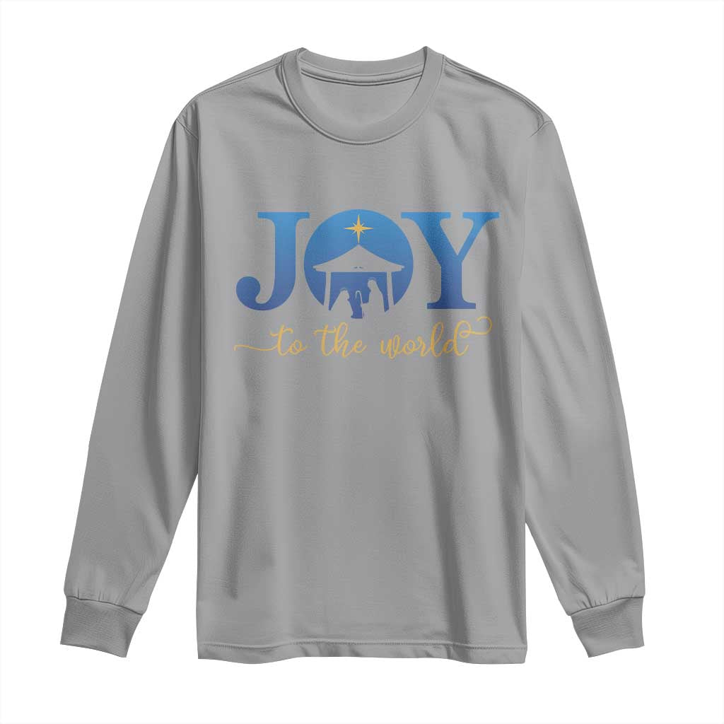 Joy To The World Long Sleeve Shirt Christian Christmas Nativity Scene Star Of Bethlehem TS11 Sport Gray Print Your Wear