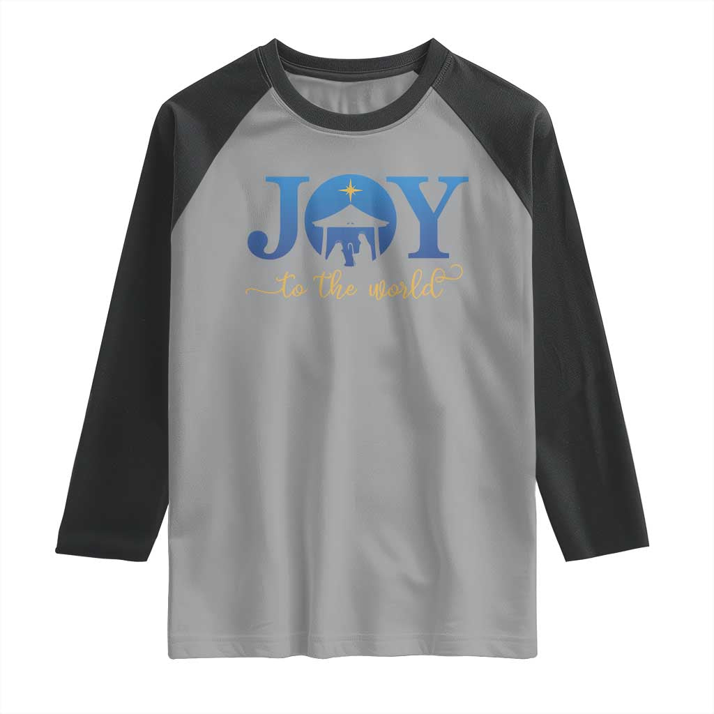 Joy To The World Raglan Shirt Christian Christmas Nativity Scene Star Of Bethlehem TS11 Sport Gray Black Print Your Wear