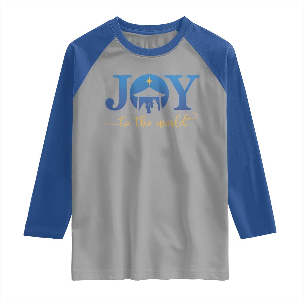 Joy To The World Raglan Shirt Christian Christmas Nativity Scene Star Of Bethlehem TS11 Sport Gray Royal Print Your Wear