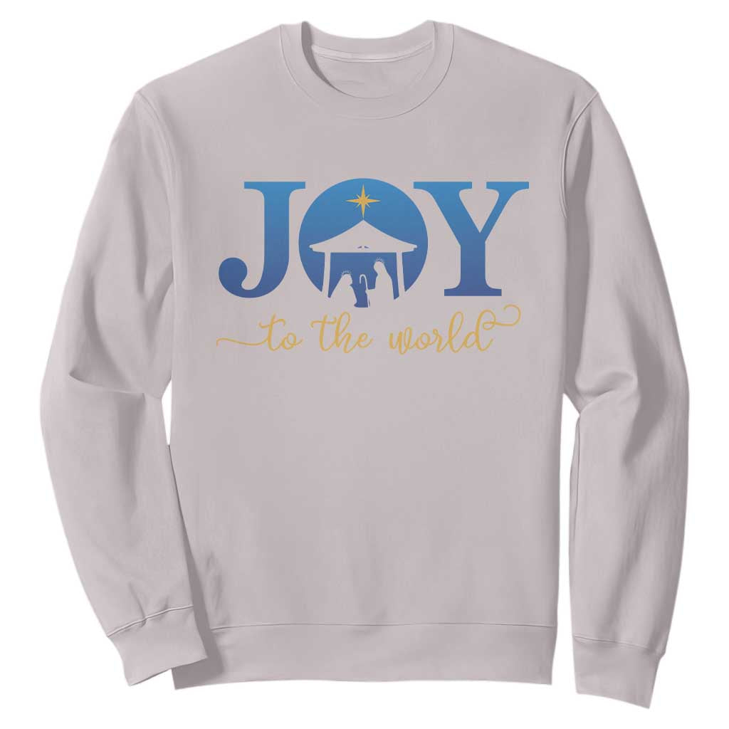 Joy To The World Sweatshirt Christian Christmas Nativity Scene Star Of Bethlehem TS11 Ice Gray Print Your Wear