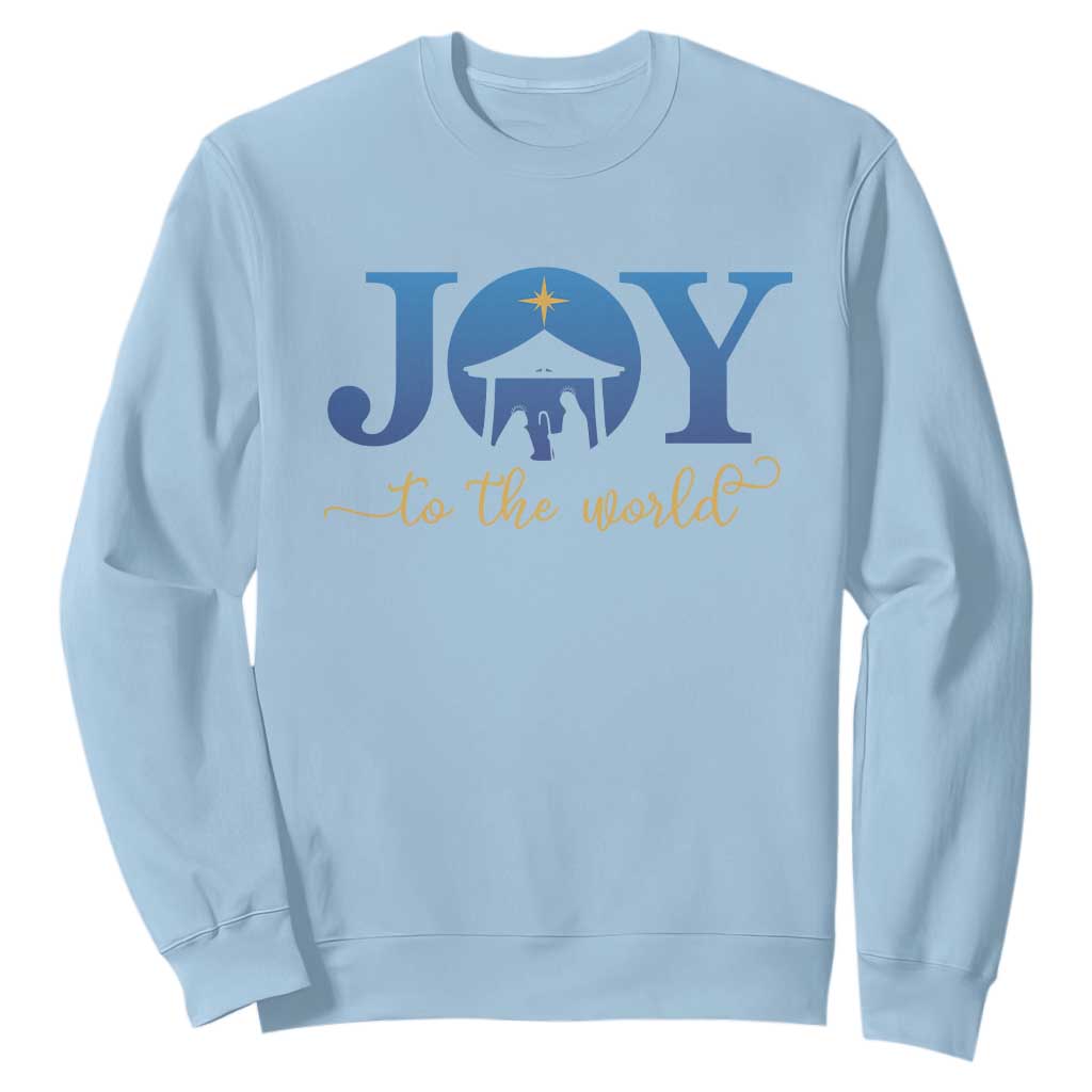 Joy To The World Sweatshirt Christian Christmas Nativity Scene Star Of Bethlehem TS11 Light Blue Print Your Wear