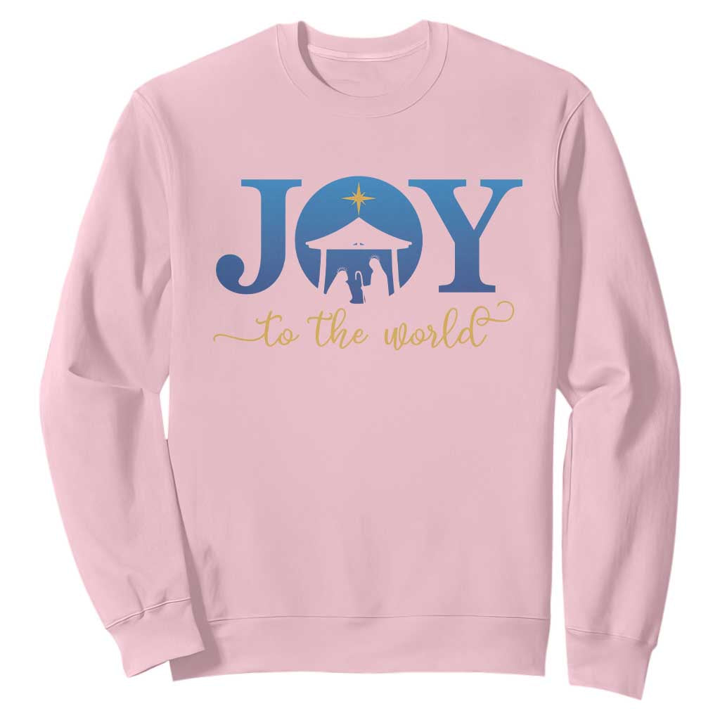Joy To The World Sweatshirt Christian Christmas Nativity Scene Star Of Bethlehem TS11 Light Pink Print Your Wear