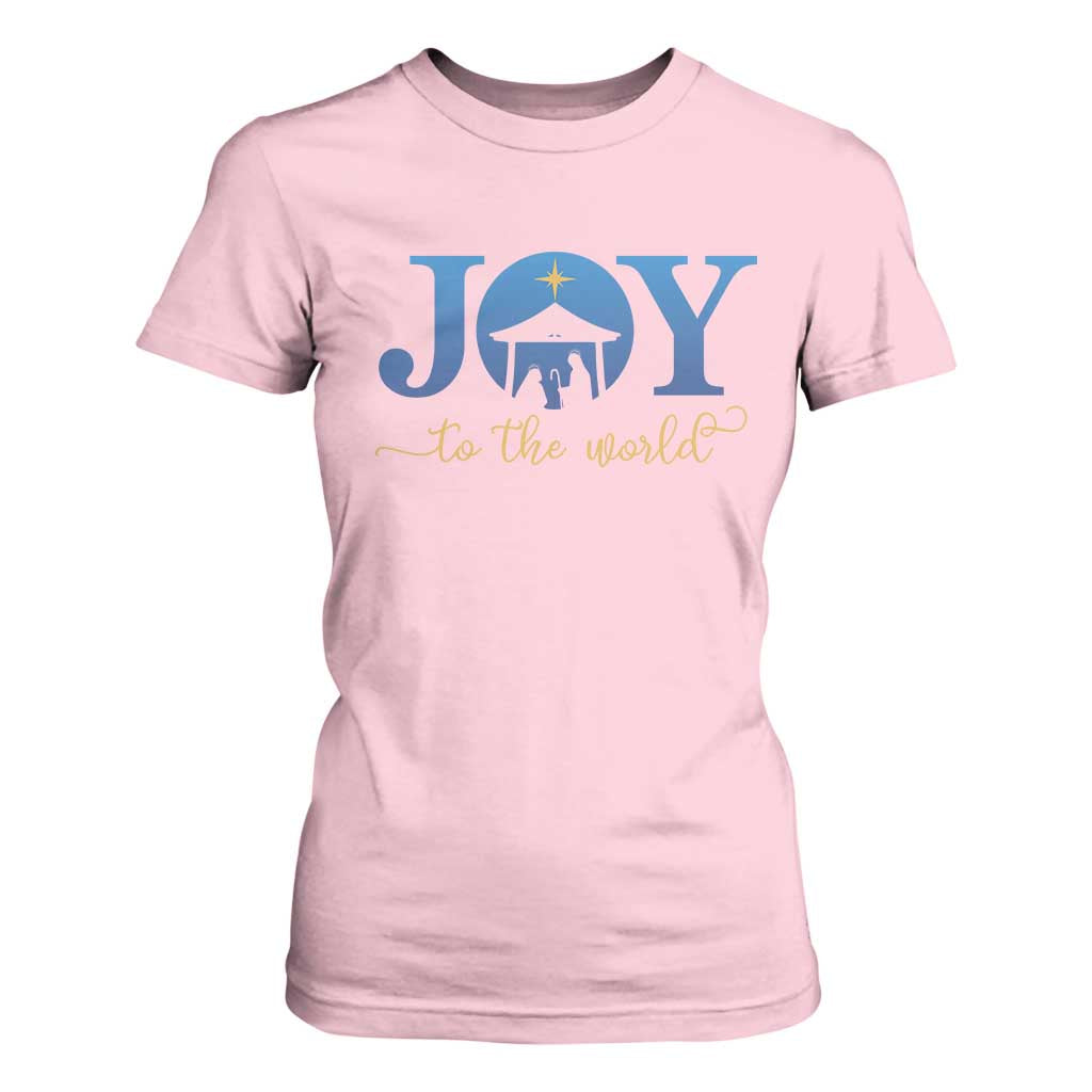 Joy To The World T Shirt For Women Christian Christmas Nativity Scene Star Of Bethlehem TS11 Light Pink Print Your Wear