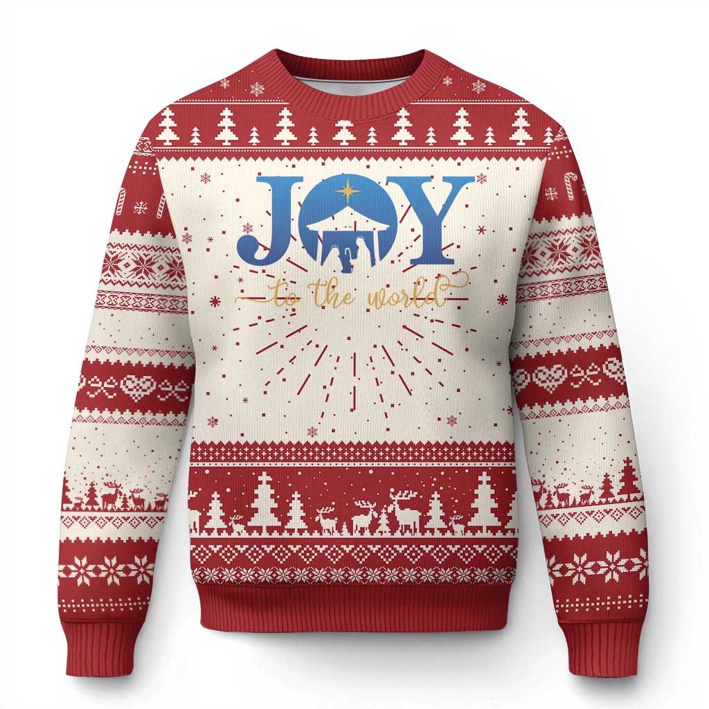 Joy To The World Ugly Christmas Sweater Christian Christmas Nativity Scene Star Of Bethlehem TS11 Red Print Your Wear
