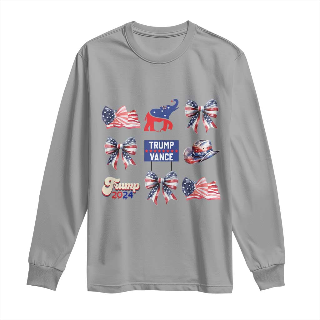 Trump Vance Supporter 2024 Long Sleeve Shirt American Flag Coquette Aesthetic TS11 Sport Gray Print Your Wear