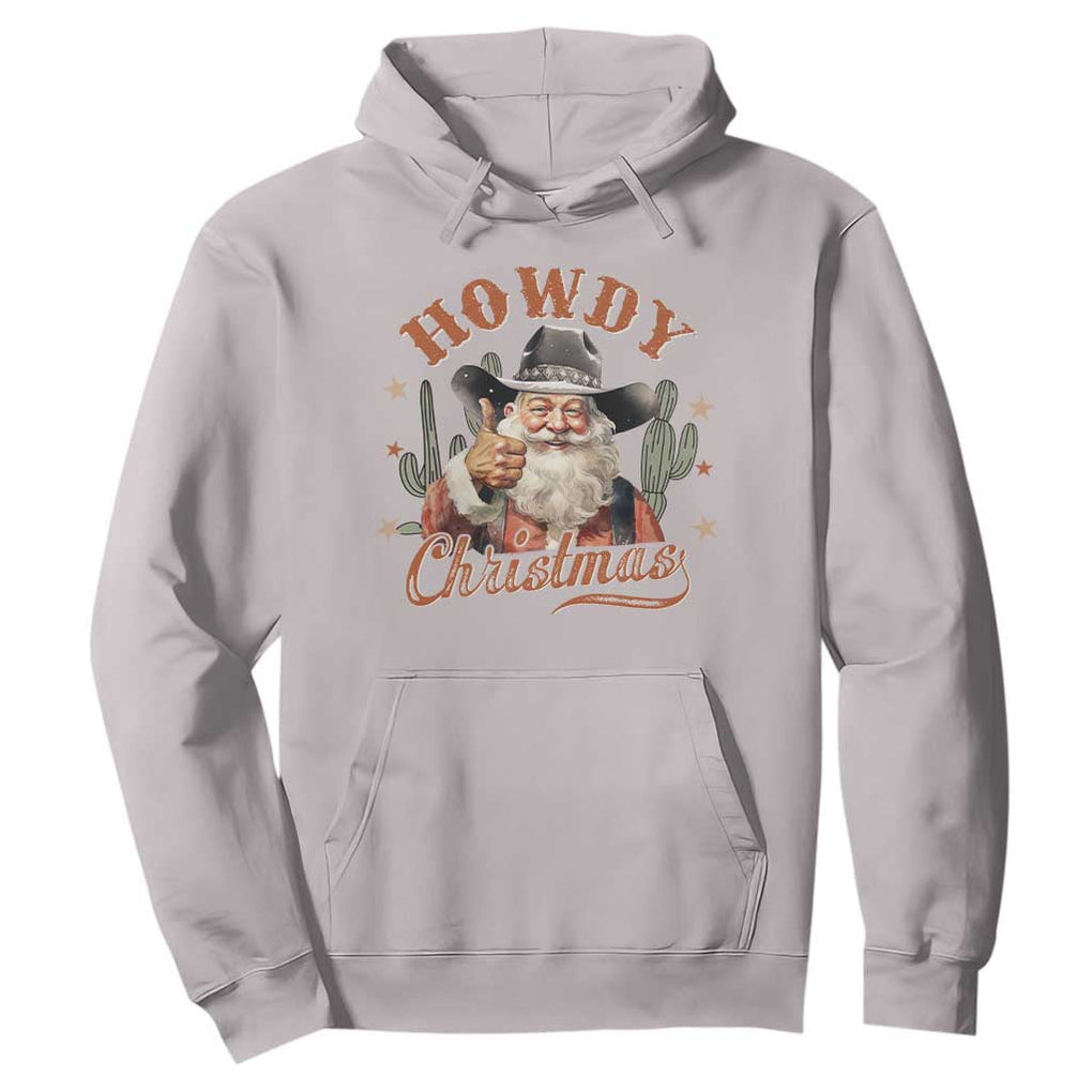 Funny Western Xmas Hoodie Howdy Christmas Retro Cowboy Santa Country TS11 Ice Gray Print Your Wear