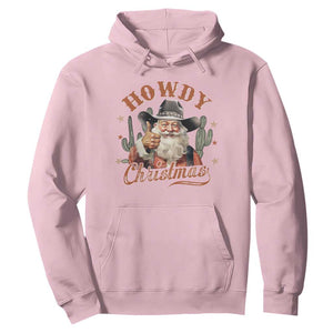 Funny Western Xmas Hoodie Howdy Christmas Retro Cowboy Santa Country TS11 Light Pink Print Your Wear