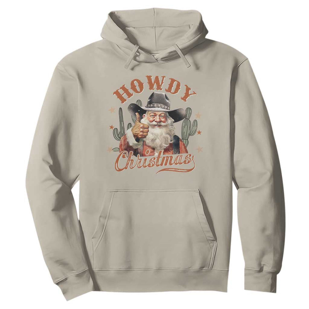 Funny Western Xmas Hoodie Howdy Christmas Retro Cowboy Santa Country TS11 Sand Print Your Wear