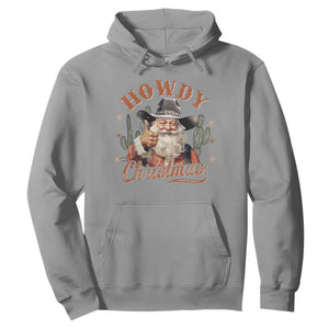 Funny Western Xmas Hoodie Howdy Christmas Retro Cowboy Santa Country TS11 Sport Gray Print Your Wear