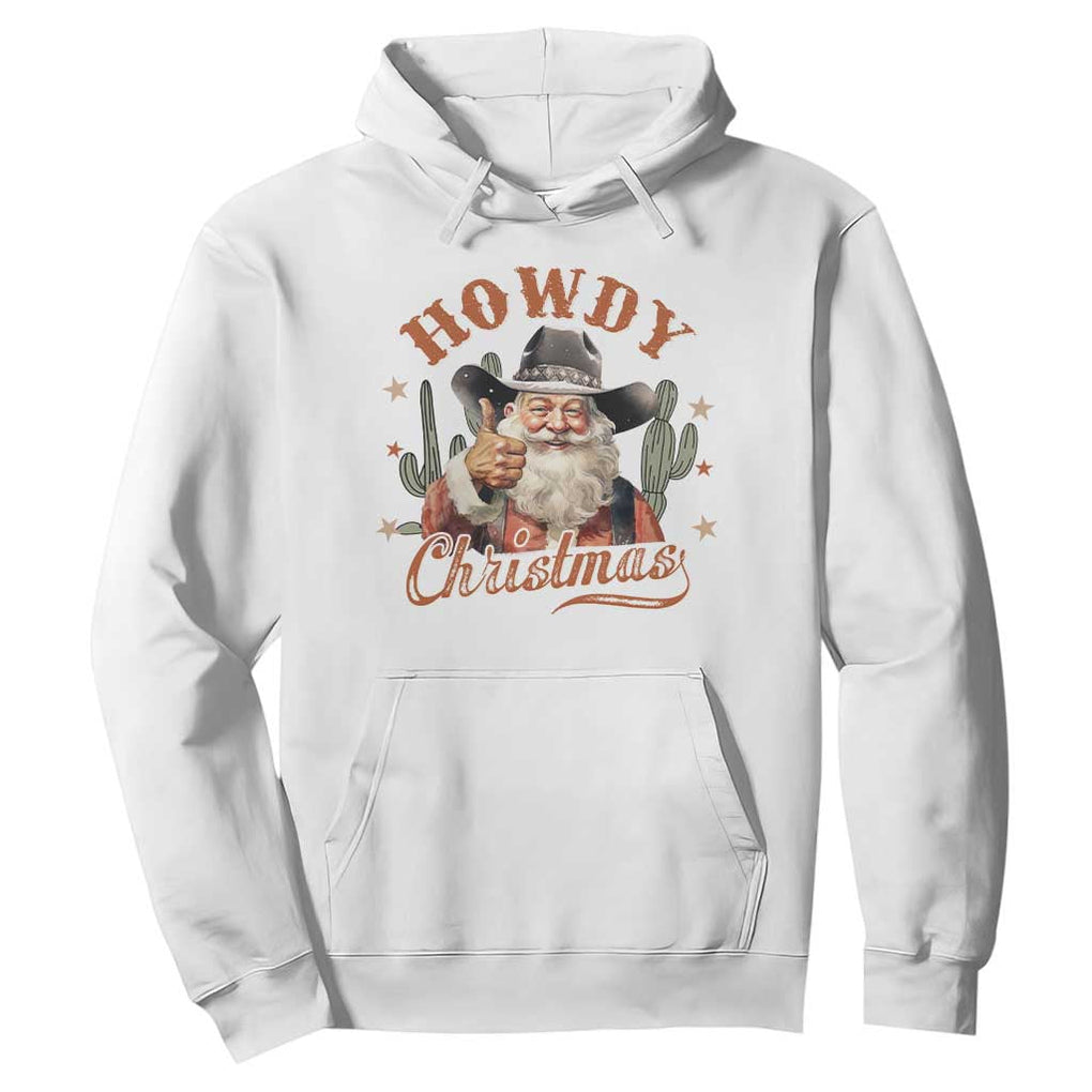 Funny Western Xmas Hoodie Howdy Christmas Retro Cowboy Santa Country TS11 White Print Your Wear