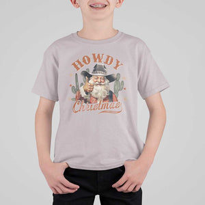 Funny Western Xmas T Shirt For Kid Howdy Christmas Retro Cowboy Santa Country TS11 Ice Gray Print Your Wear