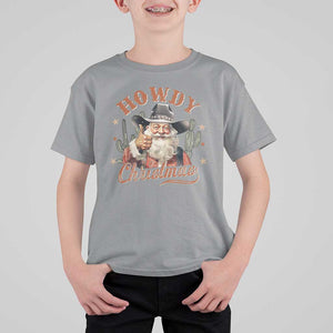 Funny Western Xmas T Shirt For Kid Howdy Christmas Retro Cowboy Santa Country TS11 Sport Gray Print Your Wear