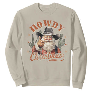 Funny Western Xmas Sweatshirt Howdy Christmas Retro Cowboy Santa Country TS11 Sand Print Your Wear