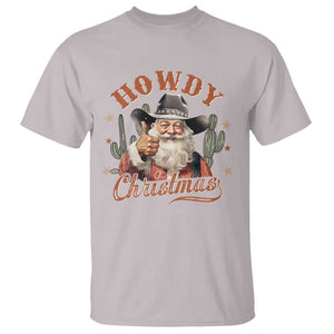Funny Western Xmas T Shirt Howdy Christmas Retro Cowboy Santa Country TS11 Ice Gray Print Your Wear
