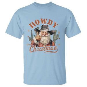 Funny Western Xmas T Shirt Howdy Christmas Retro Cowboy Santa Country TS11 Light Blue Print Your Wear