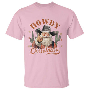 Funny Western Xmas T Shirt Howdy Christmas Retro Cowboy Santa Country TS11 Light Pink Print Your Wear