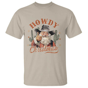 Funny Western Xmas T Shirt Howdy Christmas Retro Cowboy Santa Country TS11 Sand Print Your Wear