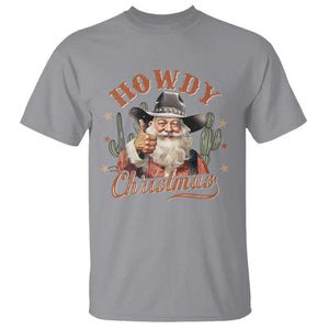 Funny Western Xmas T Shirt Howdy Christmas Retro Cowboy Santa Country TS11 Sport Gray Print Your Wear