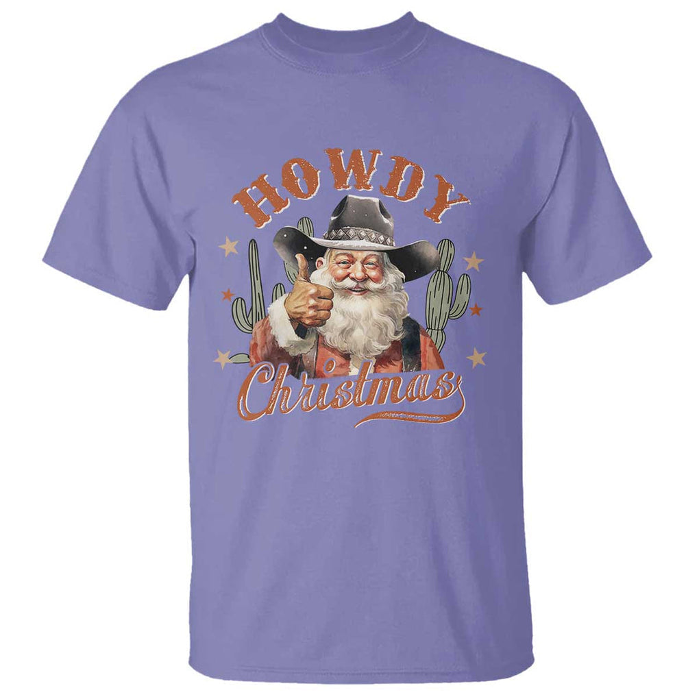 Funny Western Xmas T Shirt Howdy Christmas Retro Cowboy Santa Country TS11 Violet Print Your Wear